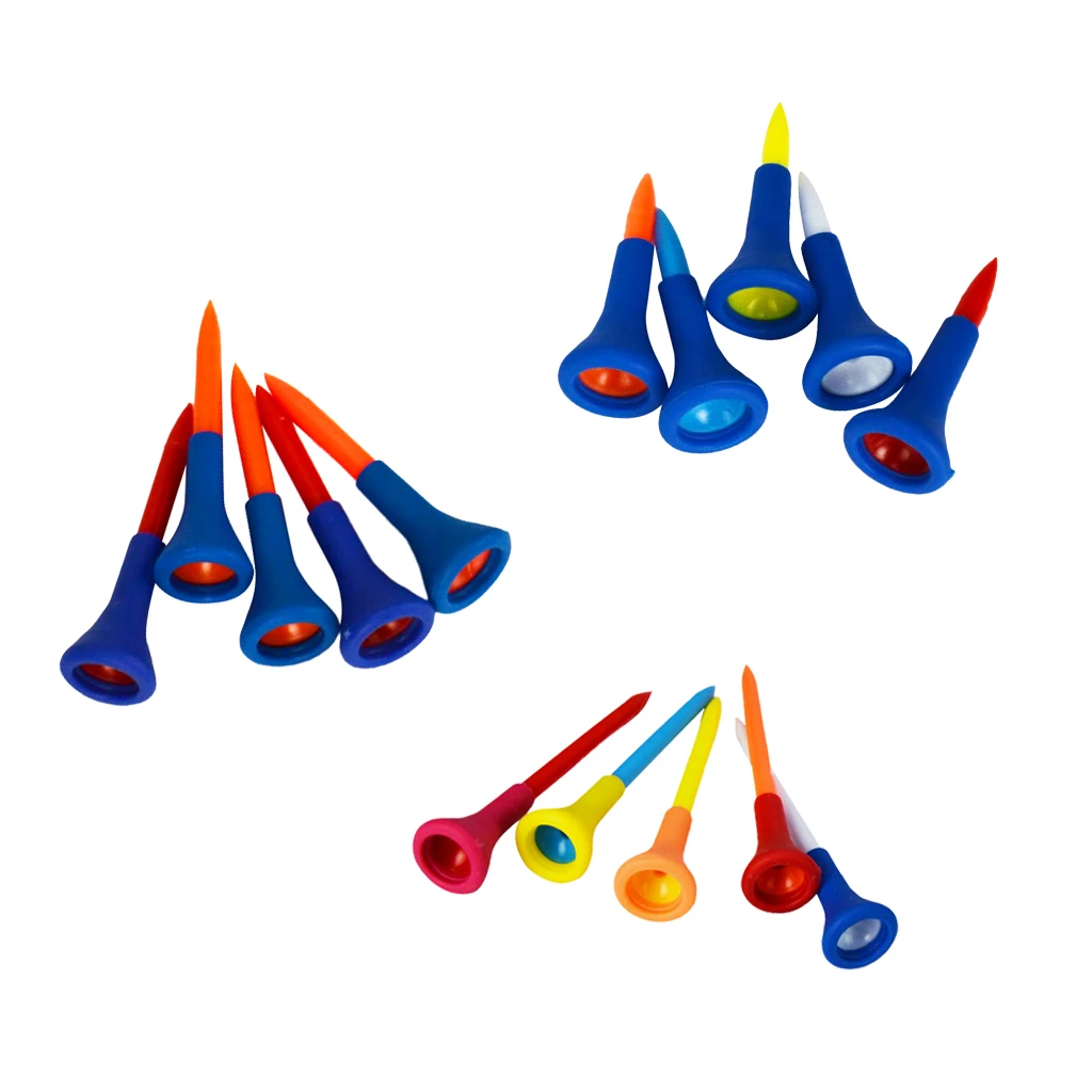 5 Pieces Rubber + Plastic Soft Rubber Cushion Top Golf Tees Accessories Random Color Short Medium Long Random Color
