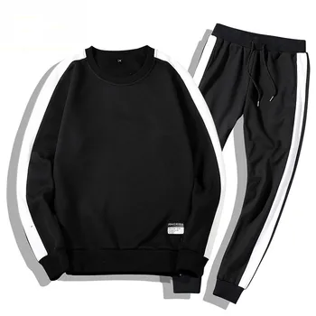 Moleton-Conjunto de ropa deportiva para hombre, Conjunto de sudadera y pantalones masculinos, con capucha de talla grande, 2 unidades