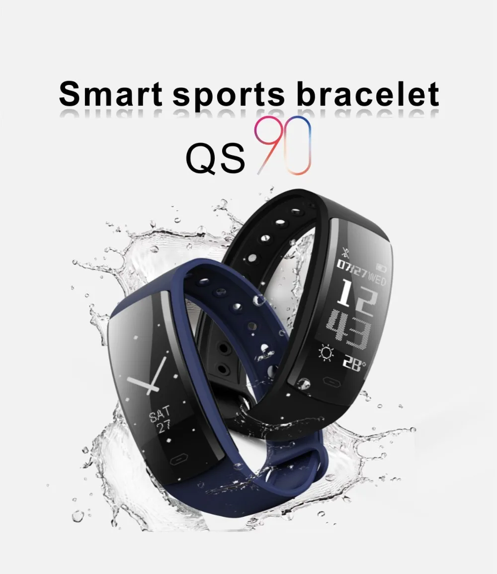 QS90 Smart Bracelet Heart Rate Monitor Wristbands Activity Fitness Tracker Bluetooth Waterproof Pedometer Smartband Smart watch (1)