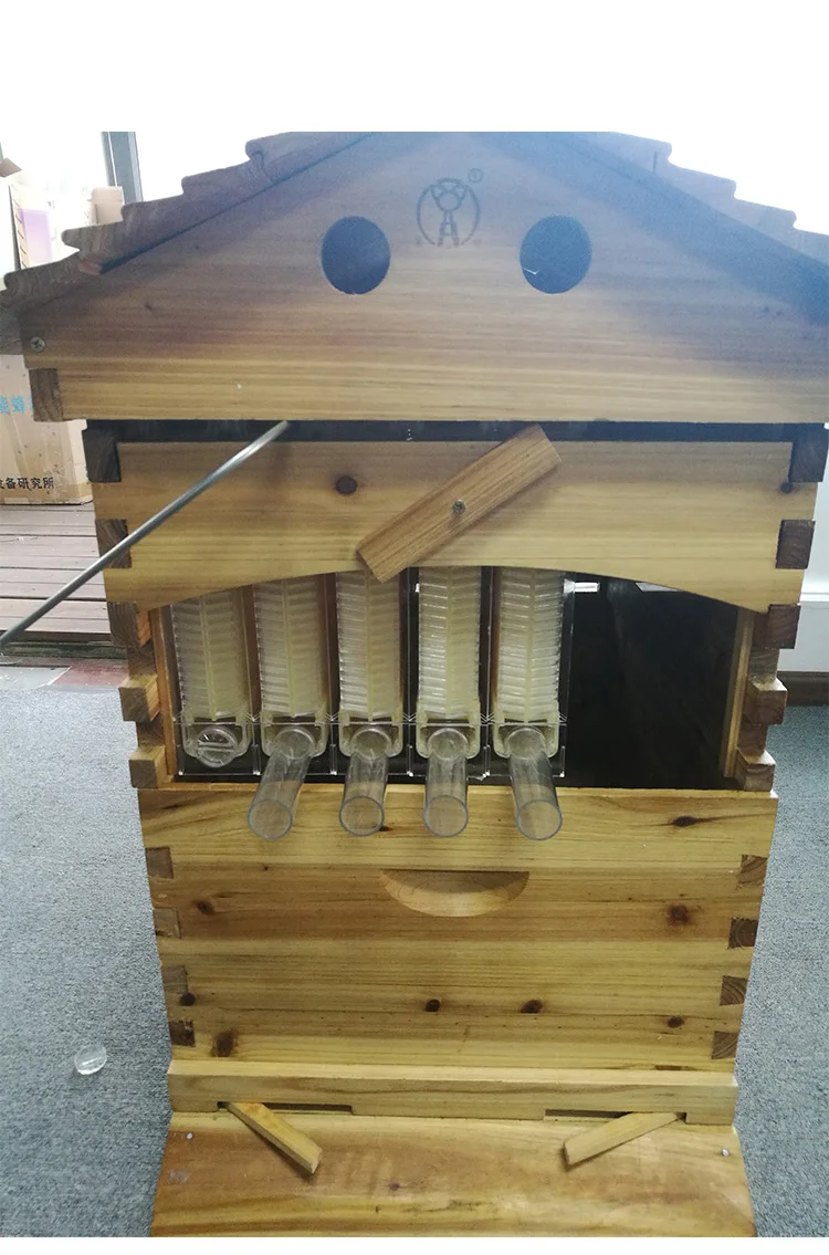 

Wooden Automatic langstroth honey flow bee hive beehive with 7 pcs flow frames