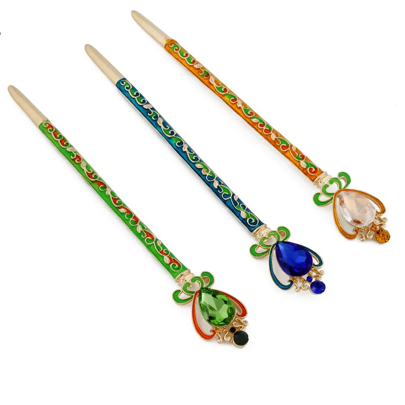 Water Drop Crystal Ethnic Women Cloisonne Hairpin Chopsticks Hair Water Drop Crystal Ethnic Women Cloisonne Hairpin Chopsticks Hair Sticks For S Accessories Headwear In From Clothing