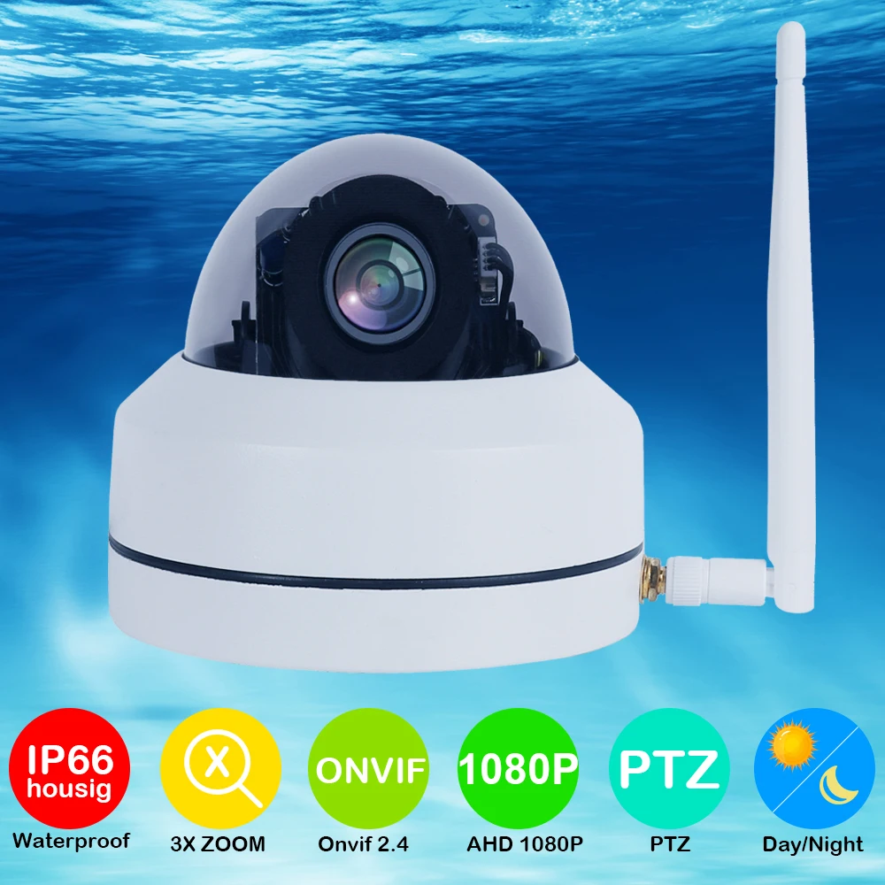 1080 P беспроводной Wi Fi IPZ камера Ночь ИК 30 м водостойкий Vandalproof Купольные Камеры видеонаблюдения Onvif TF карты приложение CamHi