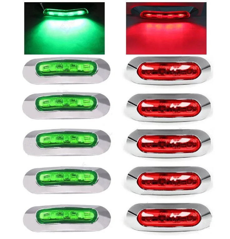 5X GREEN + 5X RED LED CLEARANCE LIGHTS SIDE MARKER LAMP TRAILER TRUCK
