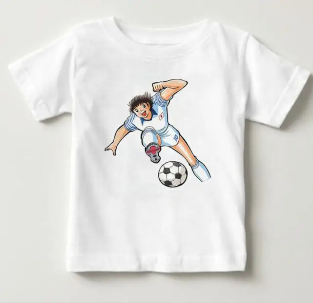 Футболки для мальчиков и девочек, От 3 до 8 лет, милые футболки детская футболка из хлопка с круглым вырезом и короткими рукавами, капитан Цубаса, NN - Цвет: White childreT-shirt