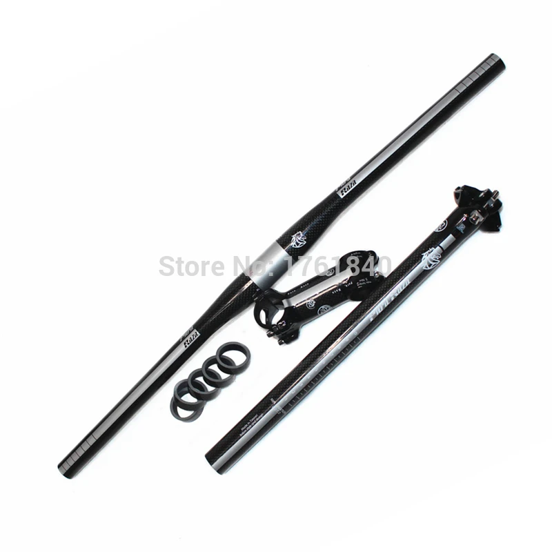 

PURA RAZA full carbon fiber mountain MTB bike handlebar +Bike stem Riser+ bicycle seat tube seatpost + washer