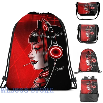 

Funny graphic print shoulder Bags women Catgirl Raver Single shoulder backpack travel for men Gym Bag