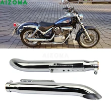 1 пара выхлопной трубы для мотоцикла для Harley Suzuki VL 125 800 1500 Intruder Bobber хромированный конический Железный глушитель