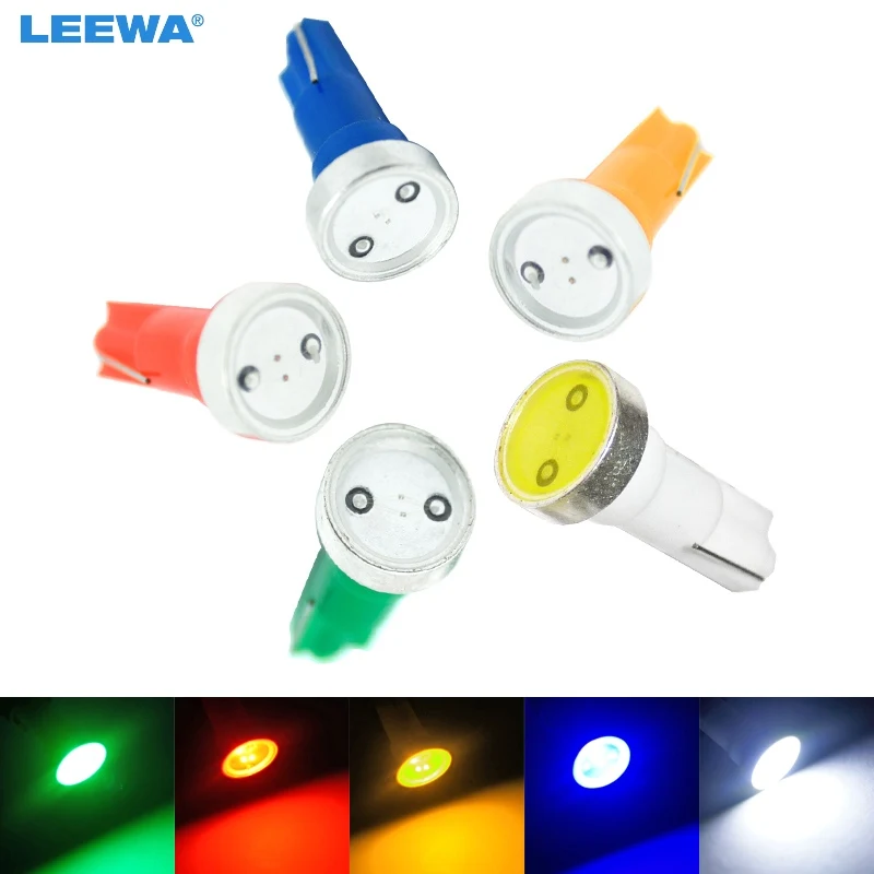 

LEEWA 10pcs Super T5 Power 1W 1LED Car LED Light Wedge Dashboard Light License Plate Light White,red,blue,yellow,green #CA3346