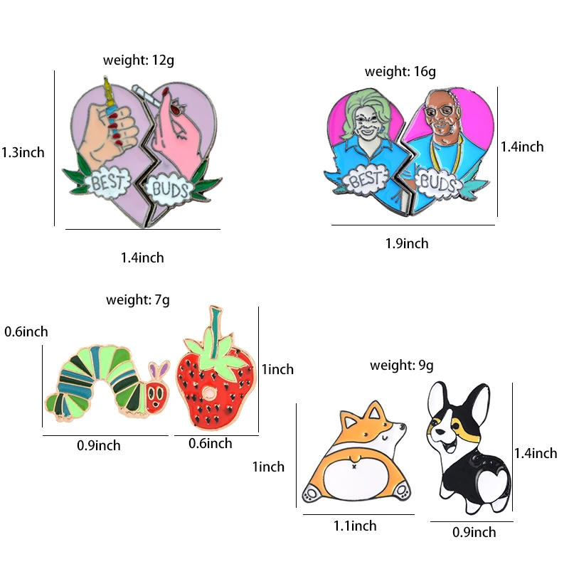 2 шт./компл. хорошим партнером Buddy эмаль на булавке на винный собаки Броши с сердечком на заказ нагрудные значки символы в виде влюбленных, друзей брошь, ювелирный подарок для детей