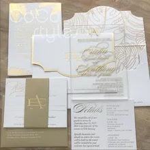 Cocostyles на заказ современный акриловый пригласительный билет набор с Золотая фольга печать дизайн для модных свадебных приглашений