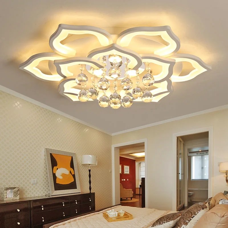 Creative Lotus Acrylic Crystal LED Ceiling Lights Living room bedroom study dining room ceiling lam - 32966069612