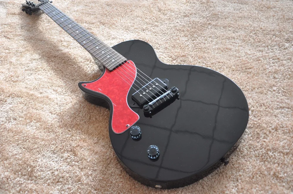 LP custom guitar Left hand Black color Red pickguard Flat body one