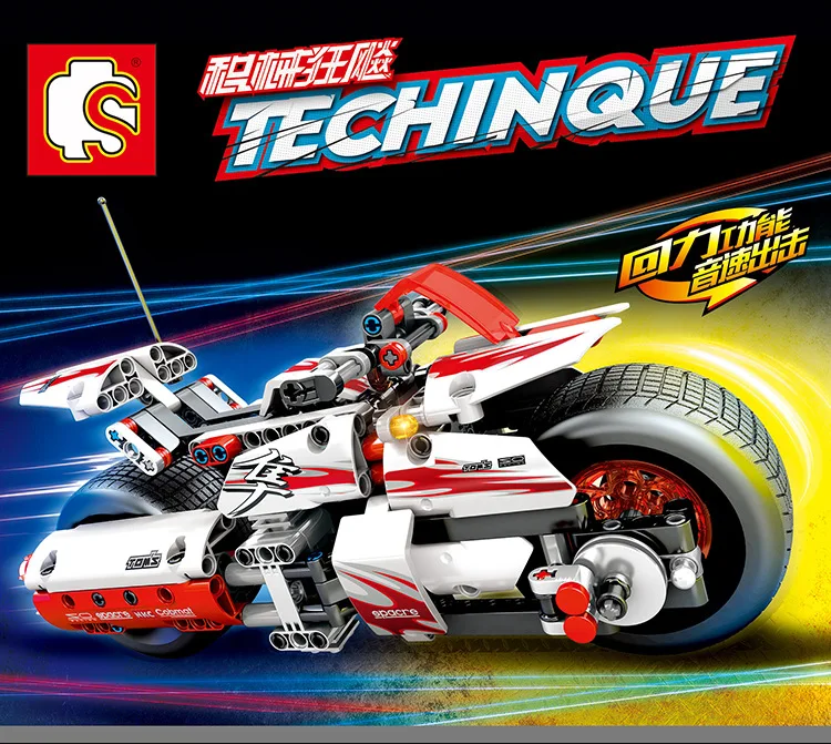 

701500 392pcs Technic Series Pullback Racing Motorcycle Set Building Blocks Bricks Educational Toys Birthday Gifts For Kids
