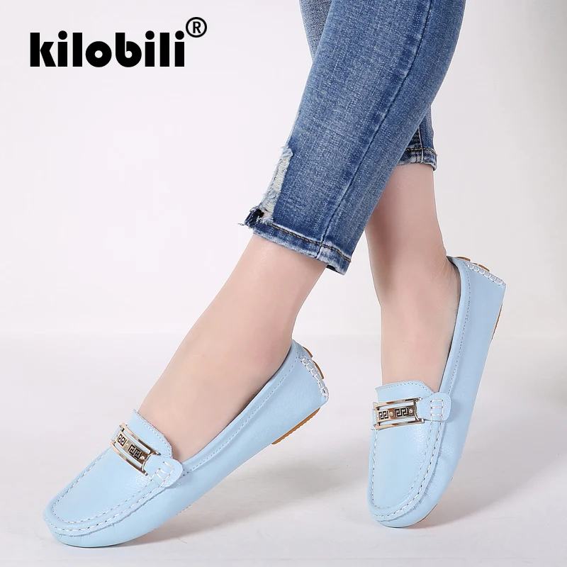 

kilobili 2019 Spring women ballet flats shoes ladies shoes slip on loafers women Genuine leather Casual flat shoes women loafers