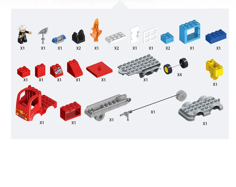 30 шт. Большой размер Diy Пожарная станция строительные блоки фигурка совместима с кирпичами Duploed Развивающие игрушки для детей Детский подарок
