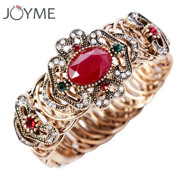 

Newest Bracelets & Bangles For Women Upper Arm H Open Spring Stone Expandable Bangle Bracelet Femme Colorful Indian Jewelry