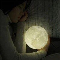 Перезаряжаемые 3D печать Луны замена лампы сенсорный выключатель Спальня Этажерка ночной Светильник домашний декор креативный подарок - Испускаемый цвет: 20CM
