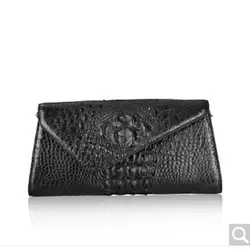 Pulafu новый стиль истинной крокодиловой кожи сумки женский косой крест сумка кожа рук сумка моды ужин мешок Аллигатор мешок черный