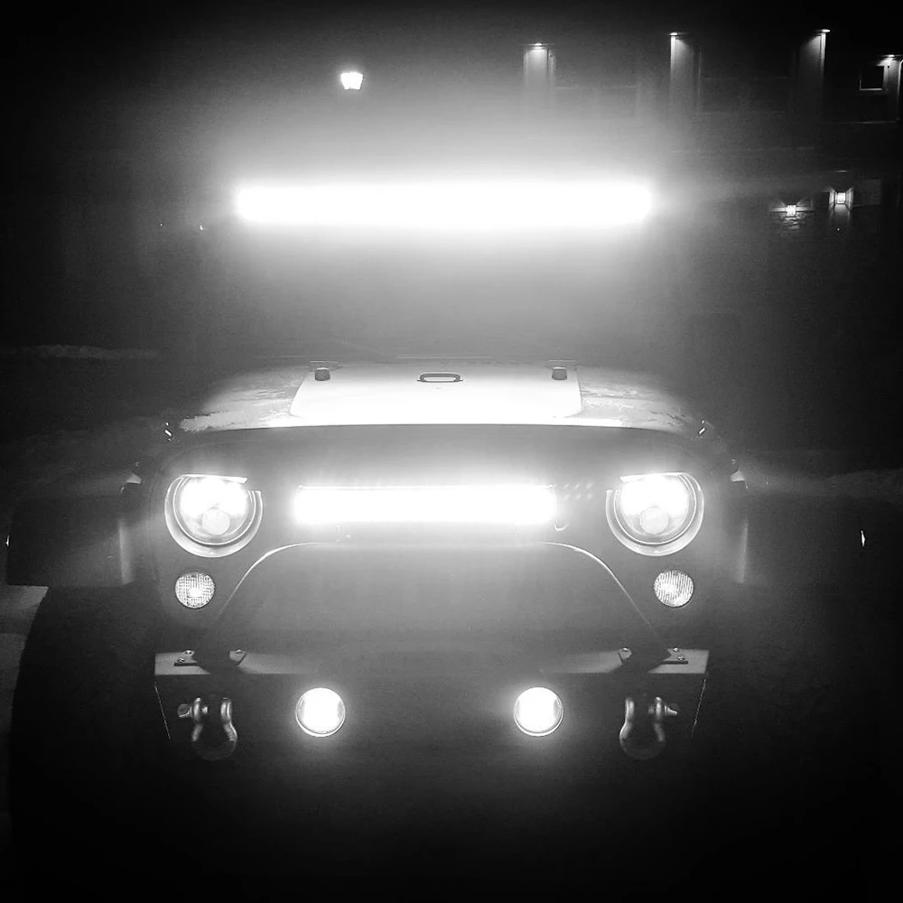 Barra de Iluminação para Condução de Carro Led para Offroad Light 32 42 50 52 Polegadas Led Barra 12v 24v Spot Inundação Feixe 4x4 Caminhões Lada Suv co 12d 3-fileira 22 15 50 52 polegadas led barra 12v 24v