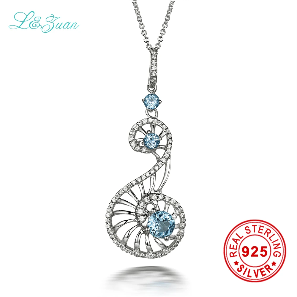 

I&zuan Brand Luxury 925 sterling silver natural 0.78ct blue topaz swan pendant necklace jewelry with silver chain for women