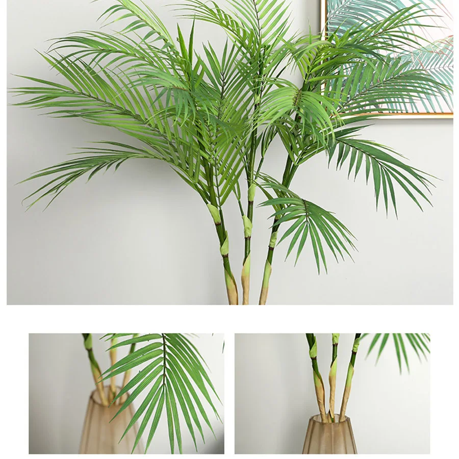 2020 Palm Tree Artificial Leaves Branches Vivid Wild Faux Foliage Fake