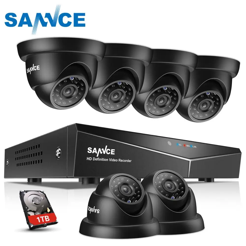 SANNCE 8CH 720P HD CCTV камера система безопасности 5в1 видеорегистратор DVR 6 шт.