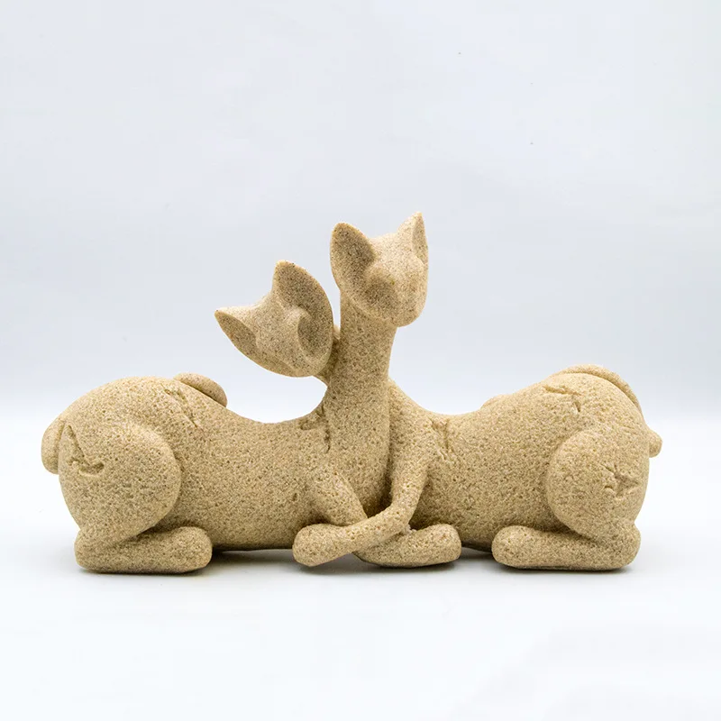 

Creative Natural Sandstone Couple Cat Crafts Figurines European Abstract Animal Home Decoration Upscale Hotel Office Decor Craft