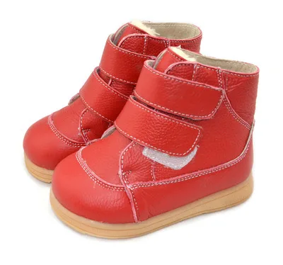 Детские зимние ботинки; Новинка года; зимняя детская обувь из натуральной кожи с хлопковой подкладкой; модные ботинки на плоской подошве для мальчиков и девочек; обувь - Цвет: Red