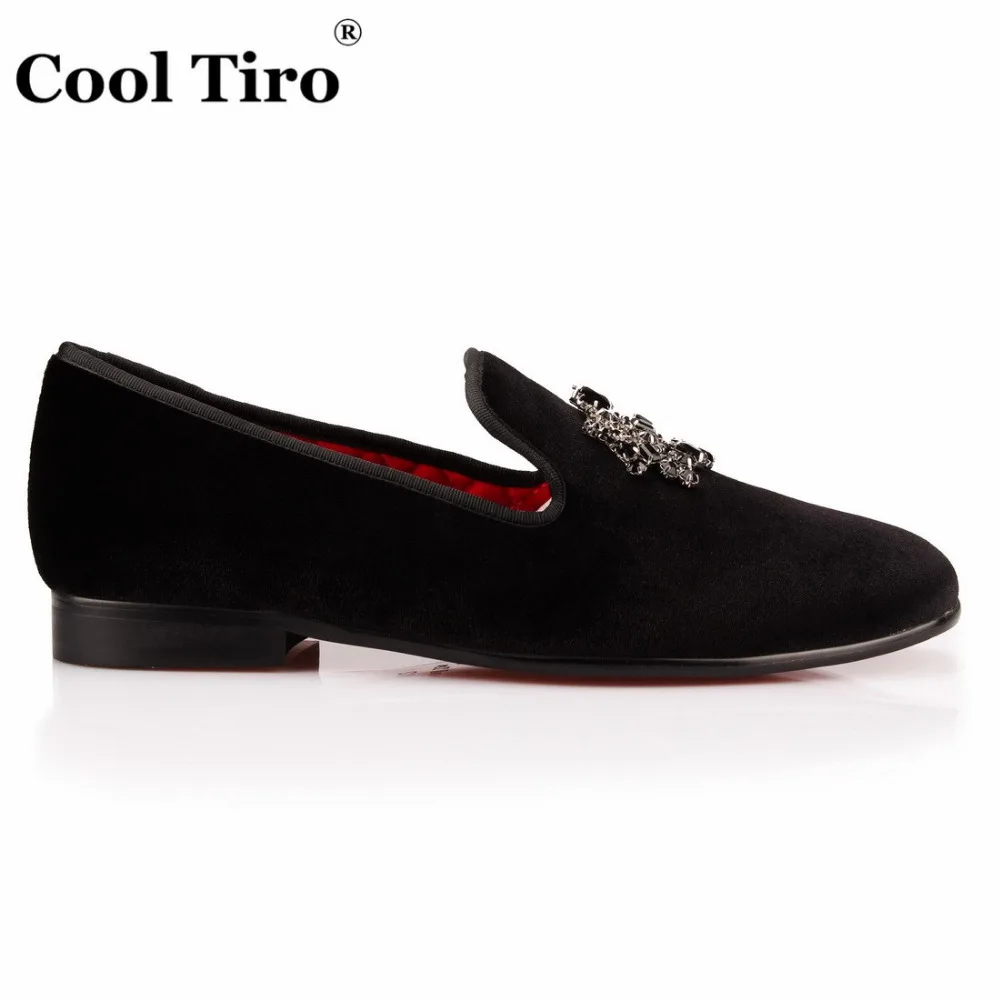 COOL TIRO/мужские лоферы; бархатная тапочка; Черные Мужские модельные туфли с кисточками и кристаллами; Туфли-слипоны; Роскошные вечерние и свадебные туфли на плоской подошве