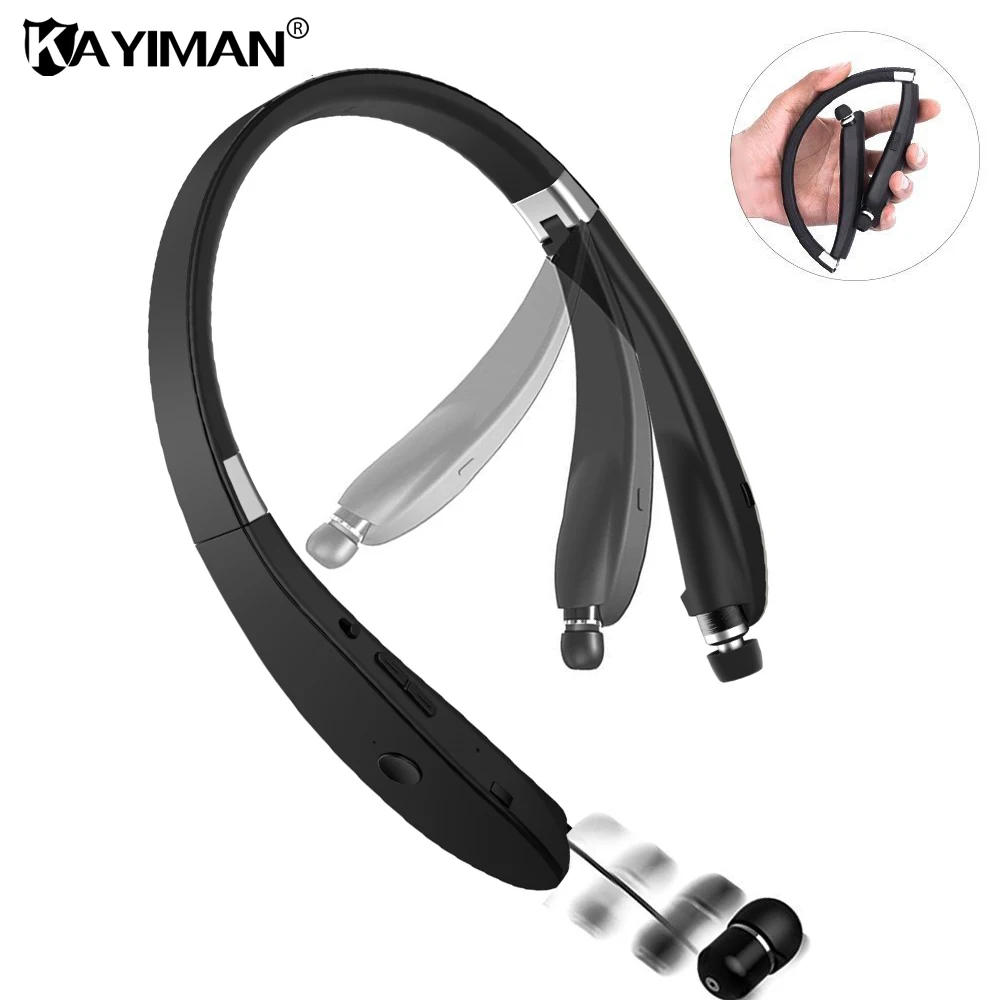 

Foldable Bluetooth Headset HIFI Wireless Bluetooth Sports Headphones Retractable Sweatproof Waterproof Earphone with Mic