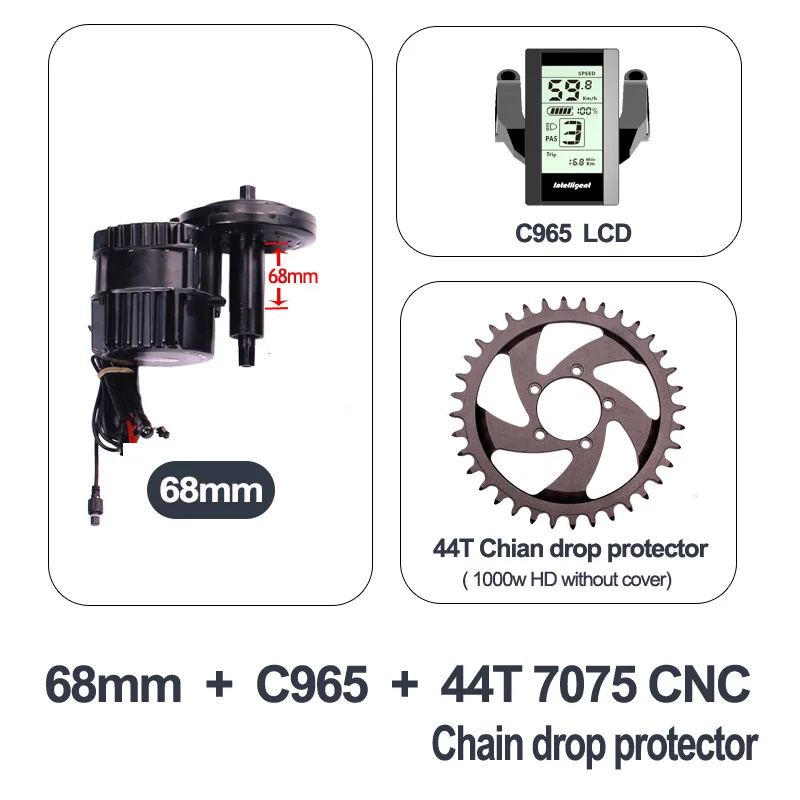 Bafang мотор BBSHD 48 V 1000 w bbs03 середине приводной двигатель электрический велосипед мотоциклов двигатель conversion kit вело electrique - Цвет: 68mm C965 44T