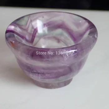 

xd j00196 Purple fluorite crystal bowl & cup