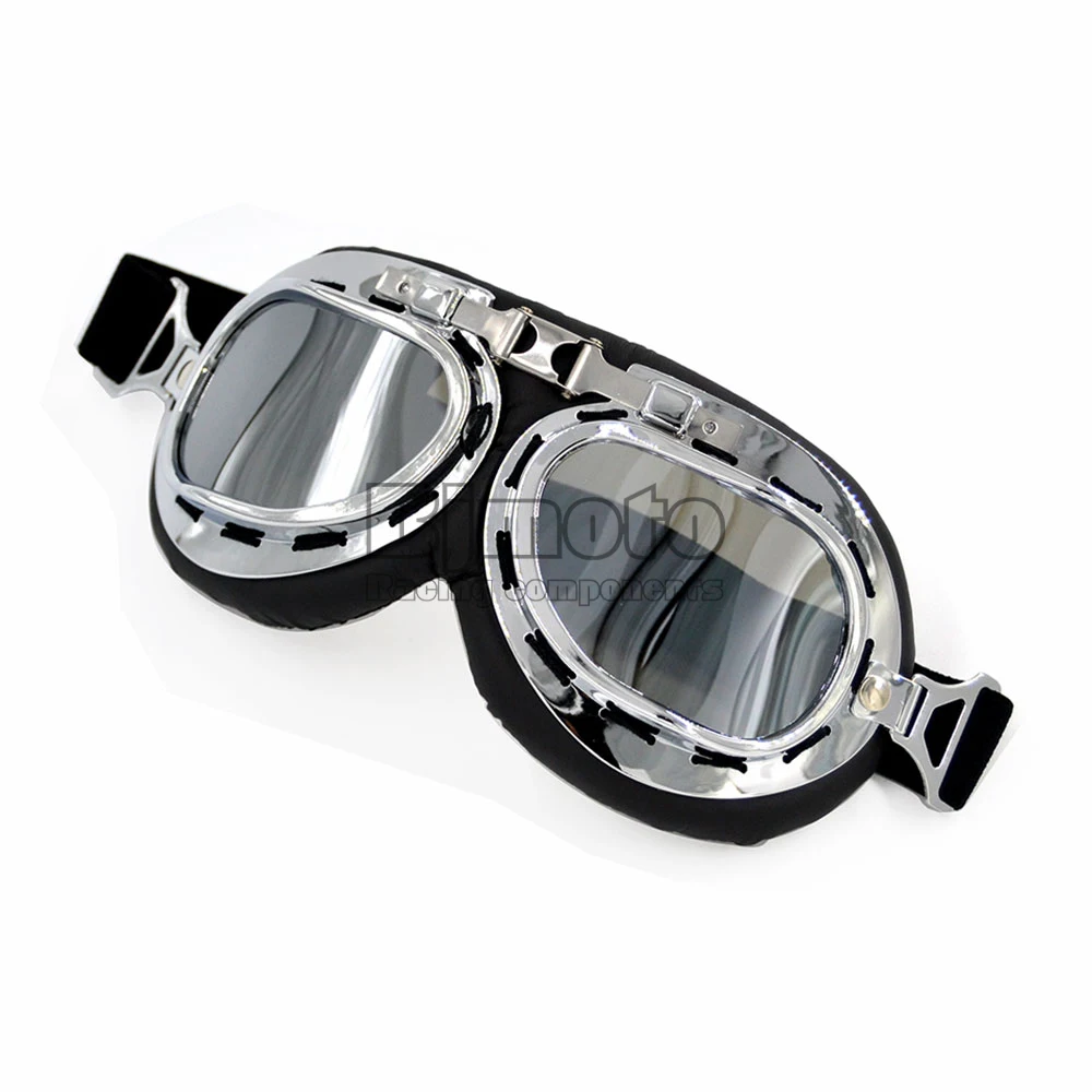 

BJMOTO Universal Vintage Pilot Biker Old Shool Motorcycle Glasses For Helmet Open Face Half Cycling Cruiser Steampunk ATV