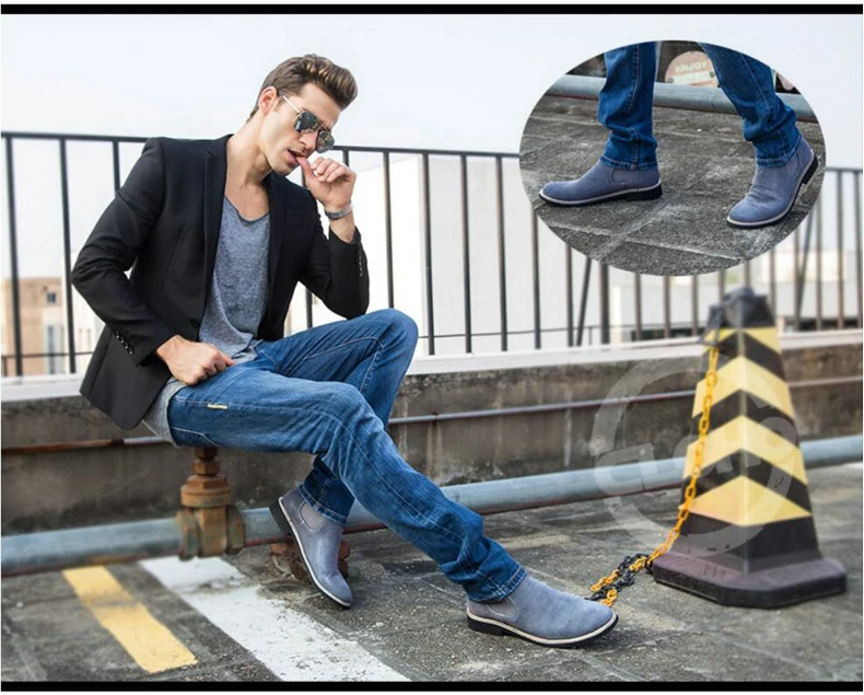 Men's Ankle Boot Suede Casual Chelsea Boots Men Suede Leather Men Winter Boots Men Slip-On Military Boot Men Desert Winter Shoes (3)