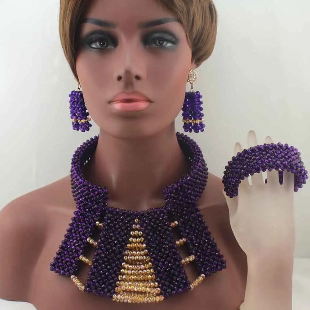 African Beads Jewelry Set Crystal Beads Necklace Set Nigerian Wedding