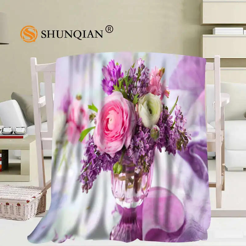 

Lilac Flowers Blanket Soft DIY Sofa Bed Throw Blanket Kid Adult Warm Custom Blanket 56x80Inch50X60Inch40X50Inch