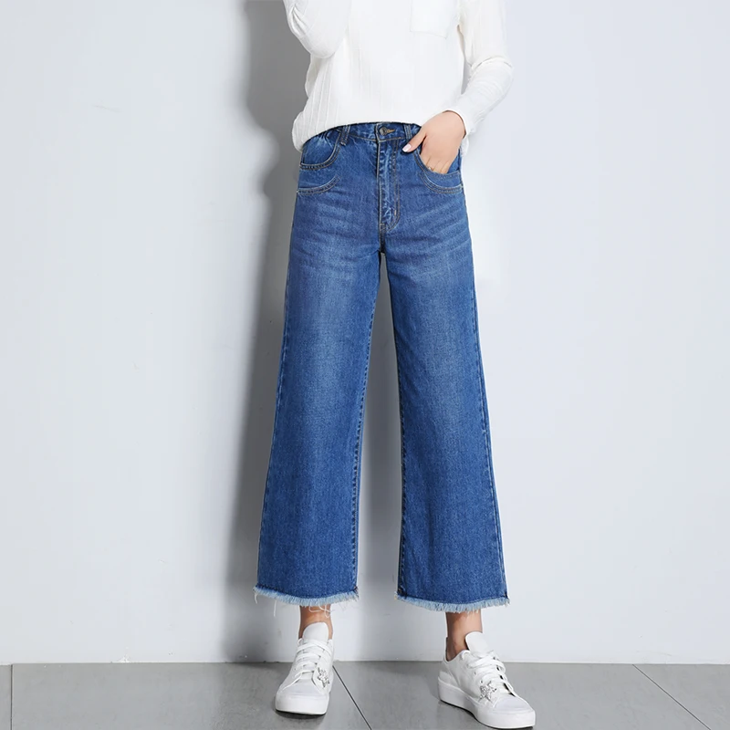 Nine pant Весна Осень Новые Джинсы женские с высокой талией ковбойские широкие брюки винтажные длинные брюки свободные Harajuku BF джинсовые брюки - Цвет: Nine pant