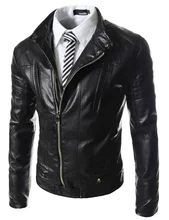 Neuheiten männer hohe qualität stehkragen schräge reißverschluss jacke männer casual fashion Slim Fit pu-leder jacke mantel