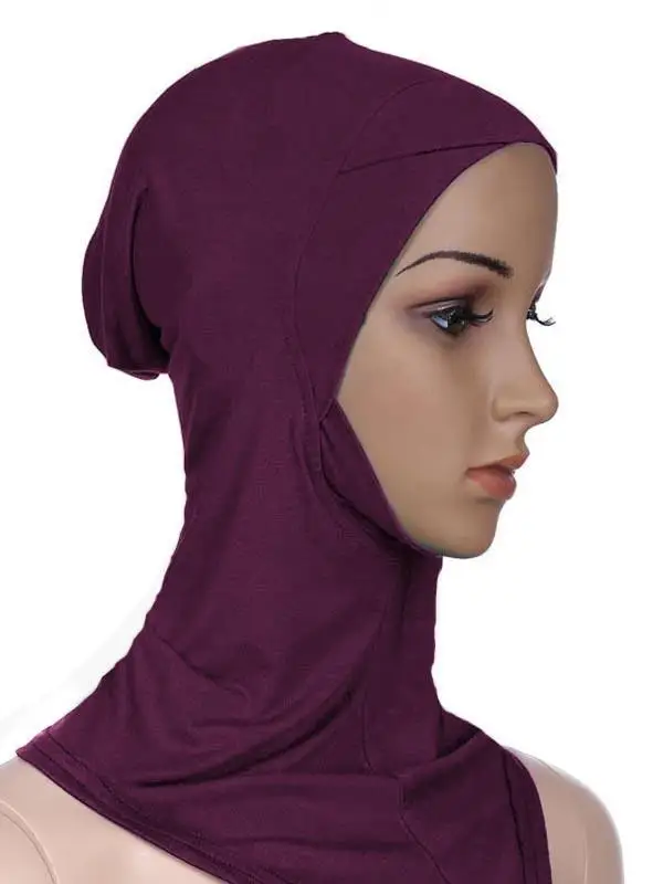 Muslim Women Under Scarf Hat Cap Soft Bone Bonnet Ninja Hijab Islamic Lady Neck Cover Niquabs Ramadan Beanies Amira Middle East - Цвет: Dark Purple