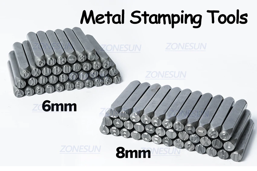 ZONESUN 36 шт./набор, ювелирное изделие из металла марки Алфавит Набор русские A-Z кожа удар Штамповка Сталь металлический кейс для инструментов для рукоделия 6/8 мм