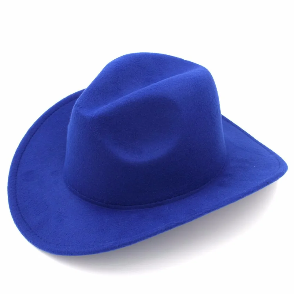 LUCKYLIANJI шерстяная фетровая шляпа пастушка ковбой сплошной цвет Западный бык Джаз Защита от солнца шапки шляпки для мужчин женщин(Размер: 57 см отрегулировать