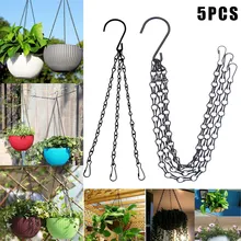 5Pcs Flower Pot Hanging Chain Basket Flower Pot 3 Point Garden Plant Hanger with Hooks can CSV