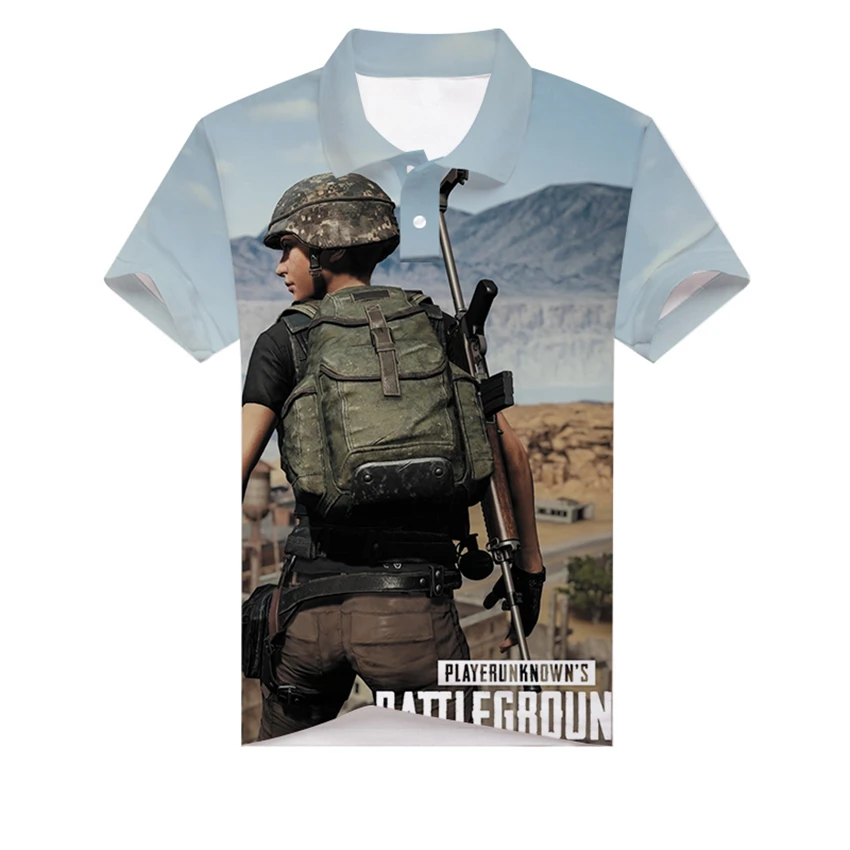 Мужская футболка поло с 3D принтом игры PUBG PlayerUnknown's Battlegrounds, теннисная футболка с коротким рукавом для подростков, летние футболки