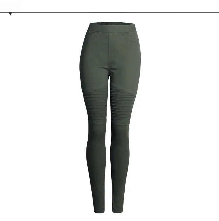 ArmyGreen двигателя стрейч Для женщин джинсы с Высокая талия колготки эластичные джинсы для девочек с молнией карандаши брюки для Для женщин
