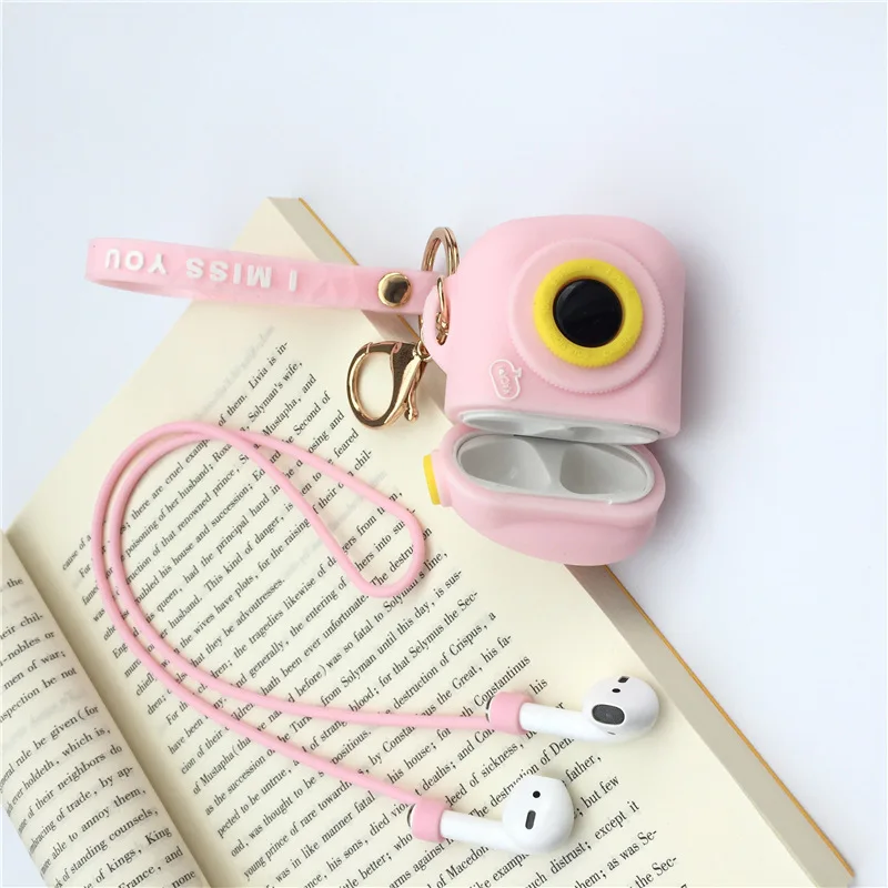 Bluetooth Wireless Shockproof Shell For Earphone Airpod Case Cartoon Silicone Box For Apple Airpods Protective Cover Key Ring (3)