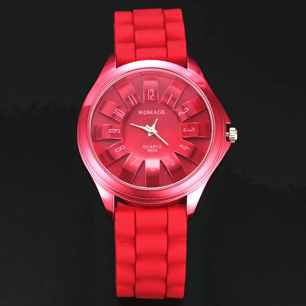 Новая мода силиконовый ремешок цветок Дизайн Womage бренда часы Для мужчин Для женщин наручные часы Классические Повседневная Женская обувь кварцевые часы подарок