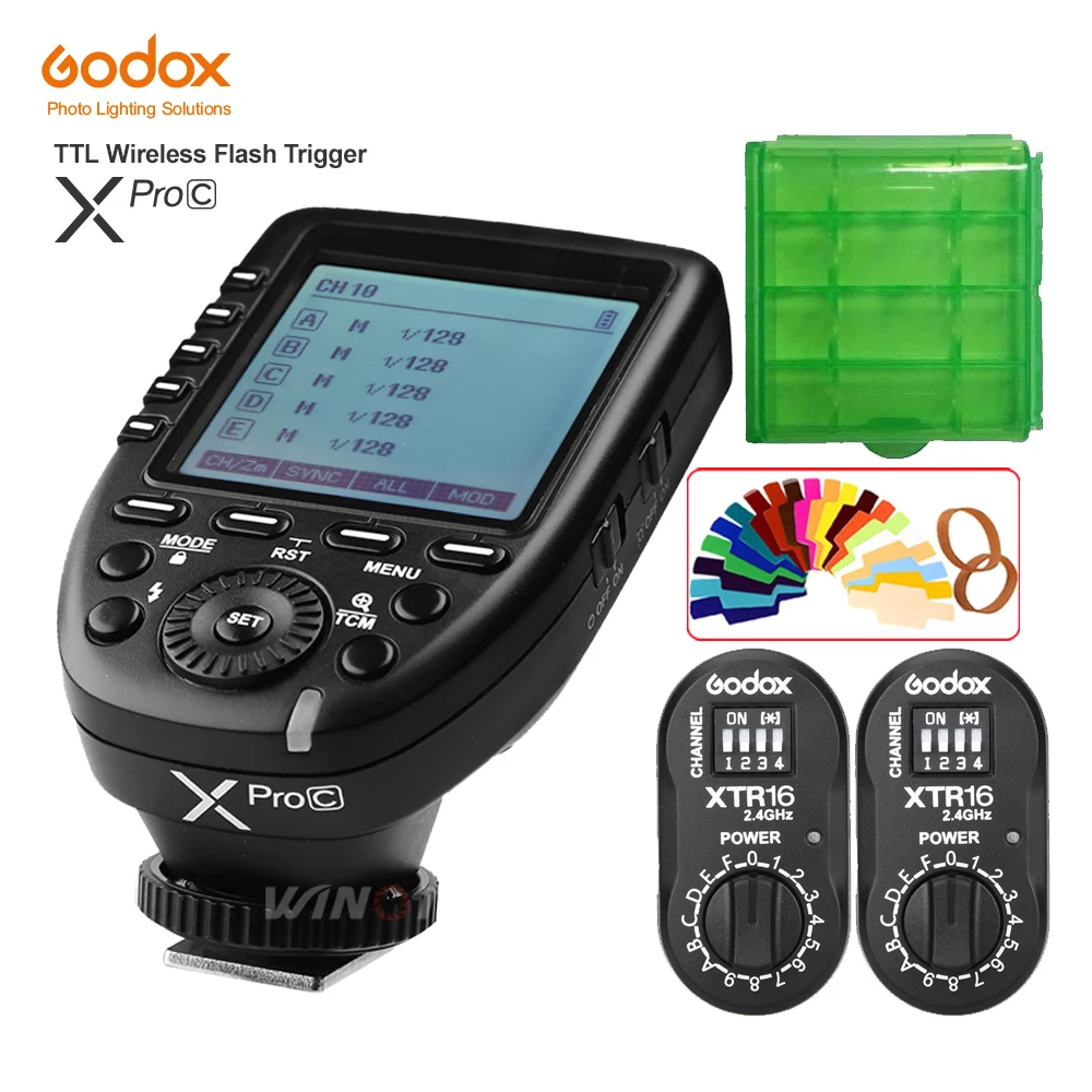 

Godox XPro-C Flash Trigger Transmitter E-TTL II 2.4G Wireless X System HSS+ 2pcs XTR-16 Receiver for Canon AD180 AD360 AD360II