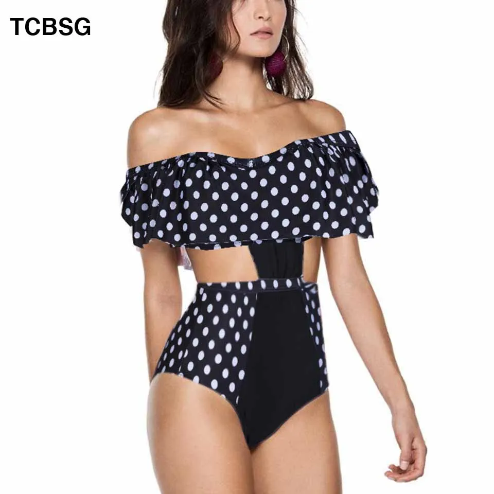 

TCBSG 2019 New One Piece Swimsuit Sexy Swimwear Women Bathing Suit Swim Retro Summer Beach Wear Off Shoulder Monokini Swimsuit