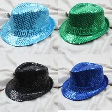 Детская джазовая Кепка для мальчиков и девочек, Кепка Для Взрослых с блестками, популярная Кепка Trilby с плоским верхом, кепка Fedora, модная шапка с блестками для женщин и мужчин