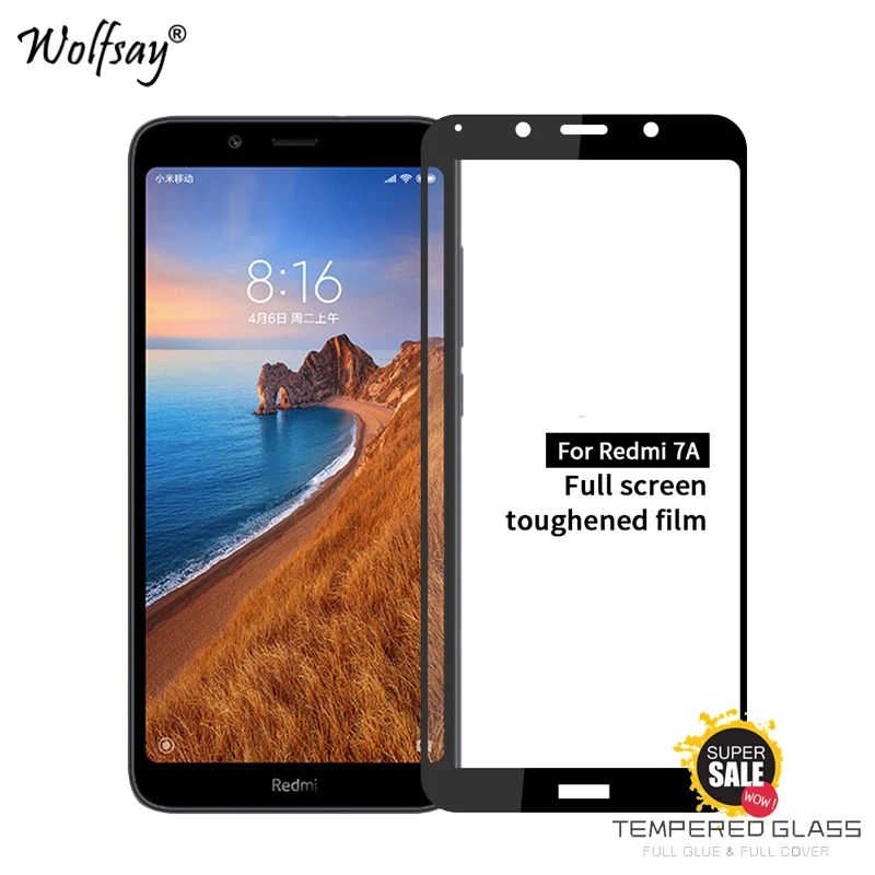 Полностью клеевое стекло для Xiaomi Redmi 7A закаленное Защита экрана стеклянная